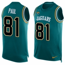 Men's Nike Jacksonville Jaguars #81 Niles Paul Limited Teal Green Player Name & Number Tank Top NFL Jersey