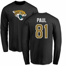 NFL Nike Jacksonville Jaguars #81 Niles Paul Black Name & Number Logo Long Sleeve T-Shirt