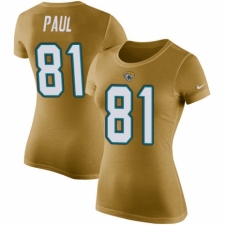 NFL Women's Nike Jacksonville Jaguars #81 Niles Paul Gold Rush Pride Name & Number T-Shirt