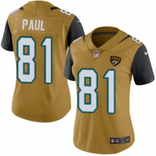 Women's Nike Jacksonville Jaguars #81 Niles Paul Limited Gold Rush Vapor Untouchable NFL Jersey