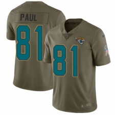 Youth Nike Jacksonville Jaguars #81 Niles Paul Limited Olive 2017 Salute to Service NFL Jersey