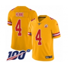 Men's Kansas City Chiefs #4 Chad Henne Limited Gold Inverted Legend 100th Season Football Jersey