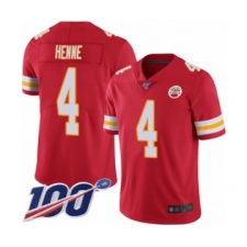 Men's Kansas City Chiefs #4 Chad Henne Red Team Color Vapor Untouchable Limited Player 100th Season Football Jersey