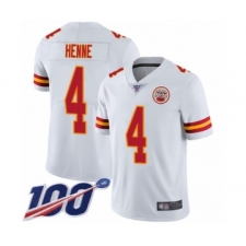 Men's Kansas City Chiefs #4 Chad Henne White Vapor Untouchable Limited Player 100th Season Football Jersey