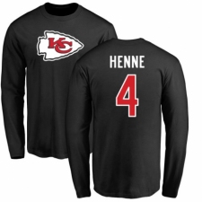 NFL Nike Kansas City Chiefs #4 Chad Henne Black Name & Number Logo Long Sleeve T-Shirt
