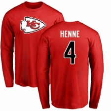 NFL Nike Kansas City Chiefs #4 Chad Henne Red Name & Number Logo Long Sleeve T-Shirt