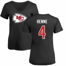 NFL Women's Nike Kansas City Chiefs #4 Chad Henne Black Name & Number Logo Slim Fit T-Shirt