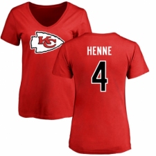 NFL Women's Nike Kansas City Chiefs #4 Chad Henne Red Name & Number Logo Slim Fit T-Shirt