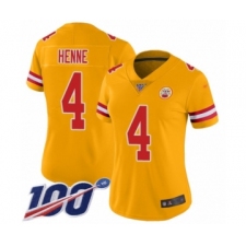 Women's Kansas City Chiefs #4 Chad Henne Limited Gold Inverted Legend 100th Season Football Jersey