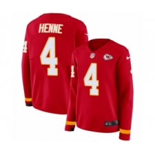 Women's Nike Kansas City Chiefs #4 Chad Henne Limited Red Therma Long Sleeve NFL Jersey