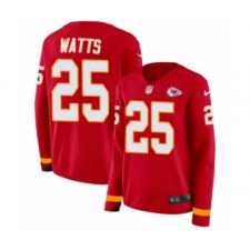 Women's Nike Kansas City Chiefs #25 Armani Watts Limited Red Therma Long Sleeve NFL Jersey
