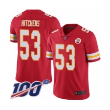 Men's Kansas City Chiefs #53 Anthony Hitchens Red Team Color Vapor Untouchable Limited Player 100th Season Football Jersey