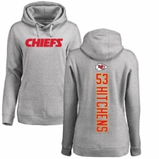 NFL Women's Nike Kansas City Chiefs #53 Anthony Hitchens Ash Backer Pullover Hoodie