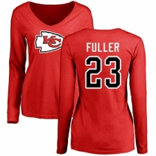 NFL Women's Nike Kansas City Chiefs #23 Kendall Fuller Red Name & Number Logo Slim Fit Long Sleeve T-Shirt