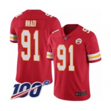 Men's Kansas City Chiefs #91 Derrick Nnadi Red Team Color Vapor Untouchable Limited Player 100th Season Football Jersey