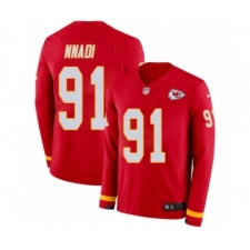 Men's Nike Kansas City Chiefs #91 Derrick Nnadi Limited Red Therma Long Sleeve NFL Jersey