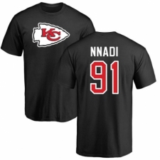 NFL Nike Kansas City Chiefs #91 Derrick Nnadi Black Name & Number Logo T-Shirt