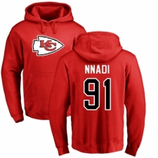 NFL Nike Kansas City Chiefs #91 Derrick Nnadi Red Name & Number Logo Pullover Hoodie