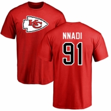NFL Nike Kansas City Chiefs #91 Derrick Nnadi Red Name & Number Logo T-Shirt
