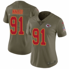 Women's Nike Kansas City Chiefs #91 Derrick Nnadi Limited Olive 2017 Salute to Service NFL Jersey