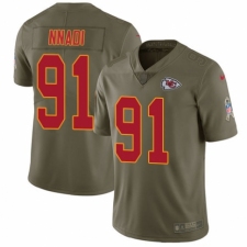 Youth Nike Kansas City Chiefs #91 Derrick Nnadi Limited Olive 2017 Salute to Service NFL Jersey