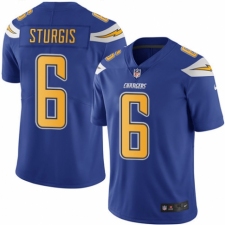 Men's Nike Los Angeles Chargers #6 Caleb Sturgis Elite Electric Blue Rush Vapor Untouchable NFL Jersey