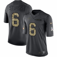 Men's Nike Los Angeles Chargers #6 Caleb Sturgis Limited Black 2016 Salute to Service NFL Jersey