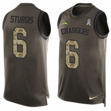 Men's Nike Los Angeles Chargers #6 Caleb Sturgis Limited Green Salute to Service Tank Top NFL Jersey