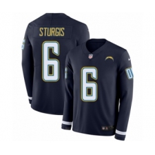 Men's Nike Los Angeles Chargers #6 Caleb Sturgis Limited Navy Blue Therma Long Sleeve NFL Jersey