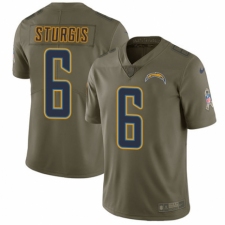 Men's Nike Los Angeles Chargers #6 Caleb Sturgis Limited Olive 2017 Salute to Service NFL Jersey