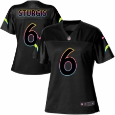 Women's Nike Los Angeles Chargers #6 Caleb Sturgis Game Black Fashion NFL Jersey