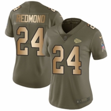 Women's Nike Kansas City Chiefs #24 Will Redmond Limited Olive/Gold 2017 Salute to Service NFL Jersey