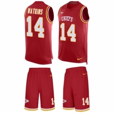 Men's Nike Kansas City Chiefs #14 Sammy Watkins Limited Red Tank Top Suit NFL Jersey