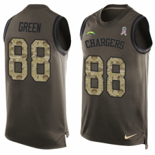Men's Nike Los Angeles Chargers #88 Virgil Green Limited Green Salute to Service Tank Top NFL Jersey