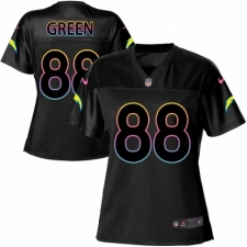 Women's Nike Los Angeles Chargers #88 Virgil Green Game Black Fashion NFL Jersey