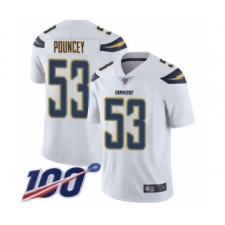 Men's Los Angeles Chargers #53 Mike Pouncey White Vapor Untouchable Limited Player 100th Season Football Jersey