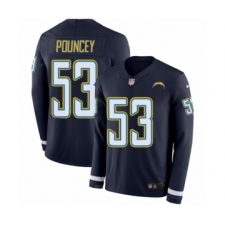 Men's Nike Los Angeles Chargers #53 Mike Pouncey Limited Navy Blue Therma Long Sleeve NFL Jersey