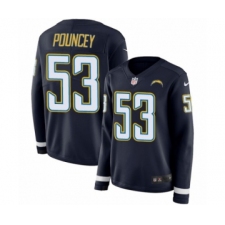 Women's Nike Los Angeles Chargers #53 Mike Pouncey Limited Navy Blue Therma Long Sleeve NFL Jersey