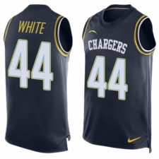 Men's Nike Los Angeles Chargers #44 Kyzir White Limited Navy Blue Player Name & Number Tank Top NFL Jersey