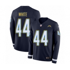 Men's Nike Los Angeles Chargers #44 Kyzir White Limited Navy Blue Therma Long Sleeve NFL Jersey