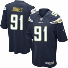 Men's Nike Los Angeles Chargers #91 Justin Jones Game Navy Blue Team Color NFL Jersey