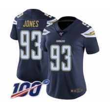 Women's Los Angeles Chargers #93 Justin Jones Navy Blue Team Color Vapor Untouchable Limited Player 100th Season Football Jersey