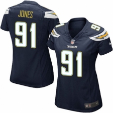 Women's Nike Los Angeles Chargers #91 Justin Jones Game Navy Blue Team Color NFL Jersey
