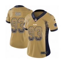 Women's Nike Los Angeles Rams #93 Ndamukong Suh Limited Gold Rush Drift Fashion NFL Jersey