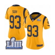 Women's Nike Los Angeles Rams #93 Ndamukong Suh Limited Gold Rush Vapor Untouchable Super Bowl LIII Bound NFL Jersey