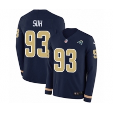 Youth Nike Los Angeles Rams #93 Ndamukong Suh Limited Navy Blue Therma Long Sleeve NFL Jersey
