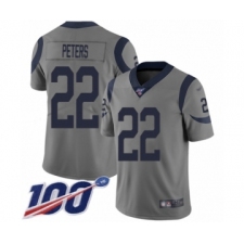 Youth Los Angeles Rams #22 Marcus Peters Limited Gray Inverted Legend 100th Season Football Jersey