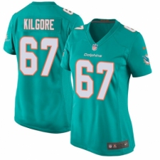 Women's Nike Miami Dolphins #67 Daniel Kilgore Game Aqua Green Team Color NFL Jersey