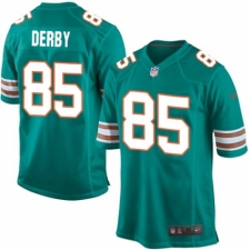 Men's Nike Miami Dolphins #85 A.J. Derby Game Aqua Green Alternate NFL Jersey