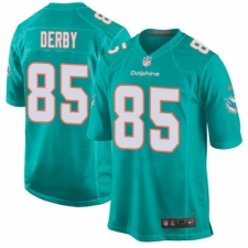 Men's Nike Miami Dolphins #85 A.J. Derby Game Aqua Green Team Color NFL Jersey